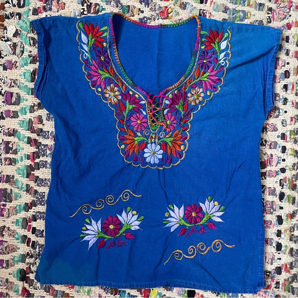 Embroidered  Mexican Peasant Top SZ S